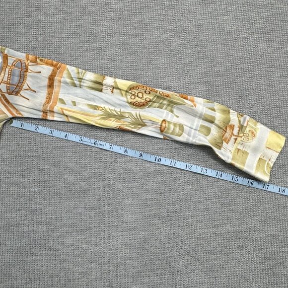 Vintage 70s Long Sleeve Collared Shirt With Retro Interior Design Print Size 7/8 - Picture 10 of 11